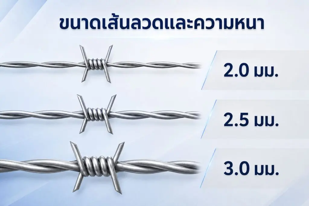 2. ขนาดเส้นลวดและความหนา