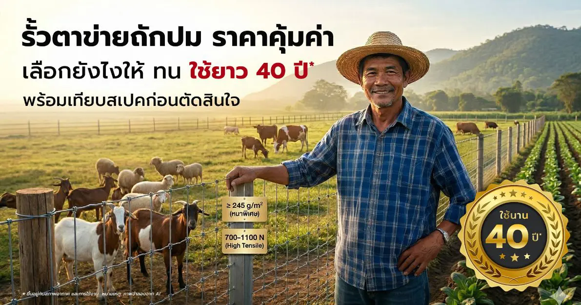 Read more about the article รั้วตาข่ายถักปม ราคาคุ้มค่า รั้วเทวดา ชุบซิงค์หนา 245 g/m² ทนสนิมนาน 40 ปี (เริ่มต้นเมตรละ 50 บาท)
