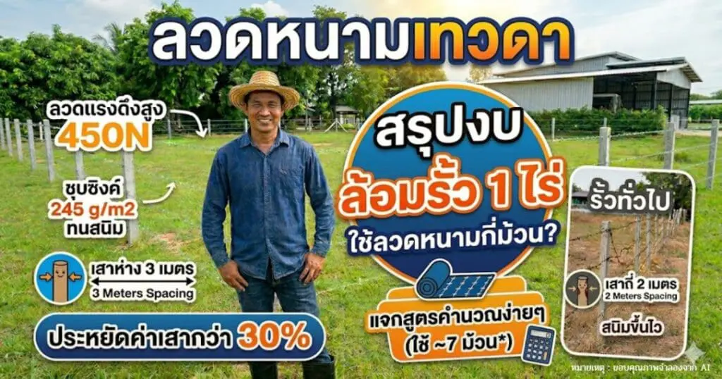 สรุปงบ ล้อมรั้ว 1 ไร่ ใช้ลวดหนามกี่ม้วน? เลือกสเปครั้วเทวดา ประหยัดค่าเสากว่า 30%