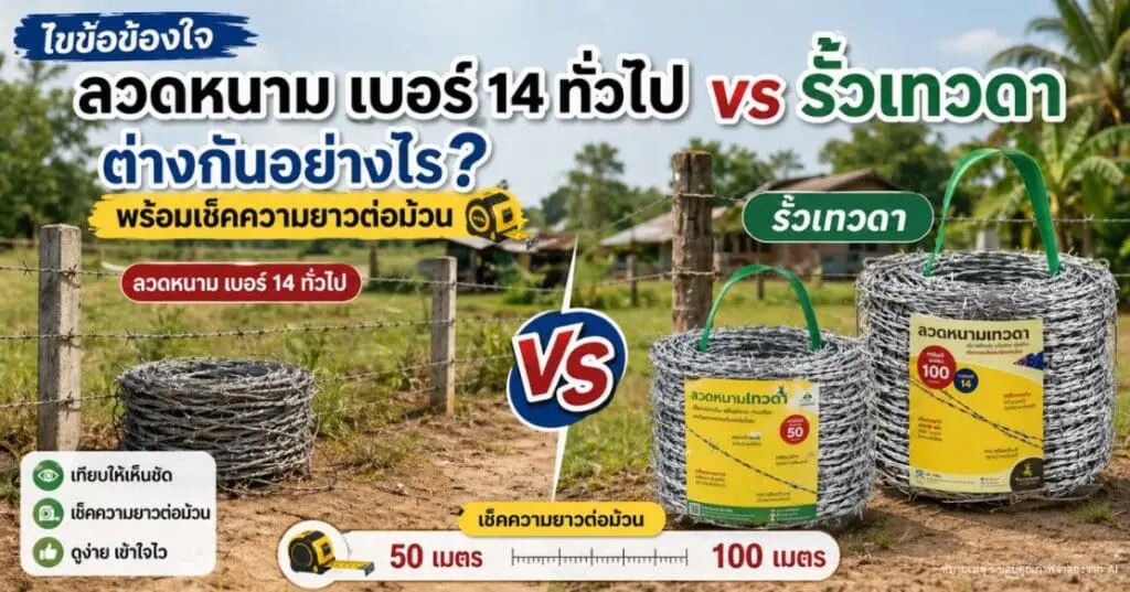 ไขข้อข้องใจ ลวดหนาม เบอร์ 14 ทั่วไป vs รั้วเทวดา ต่างกันอย่างไร? พร้อมเช็คความยาวต่อม้วน (เริ่มต้น 350 บาท)