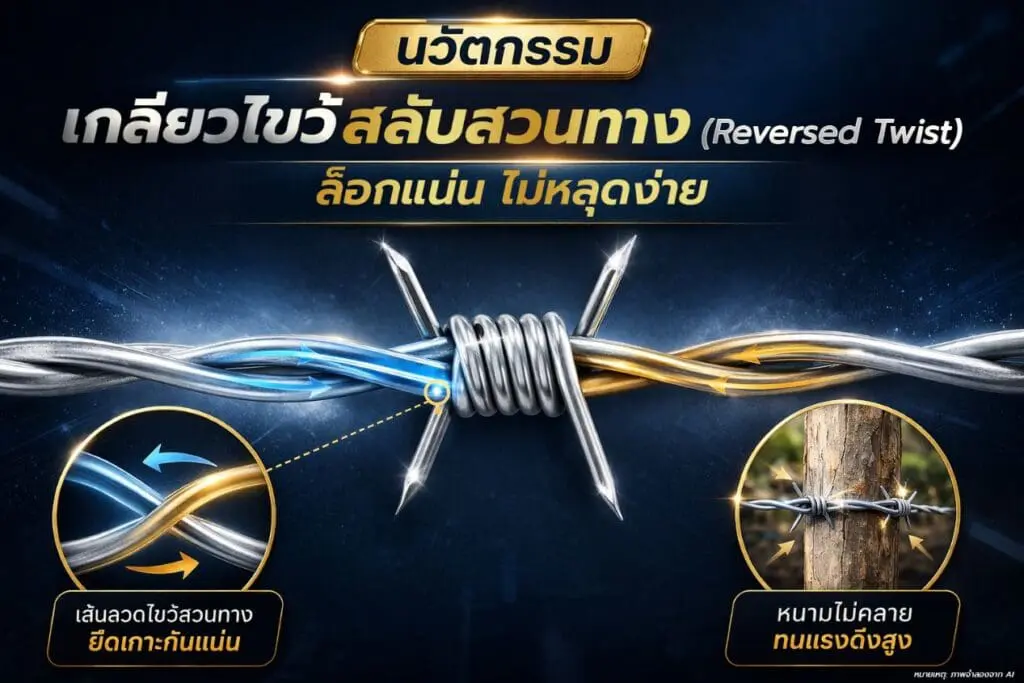 นวัตกรรม เกลียวไขว้สลับ (Reversed Twist) ล็อกหนามแน่น