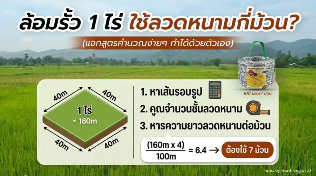 ล้อมรั้ว 1 ไร่ ใช้ลวดหนามกี่ม้วน ล้อมรั้ว 1 ไร่ ใช้ลวดหนามกี่ม้วน