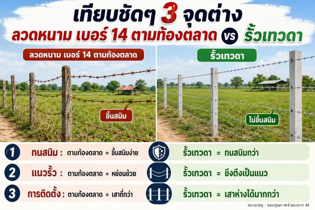 เทียบชัดๆ 3 จุดต่าง ลวดหนาม เบอร์ 14 ตามท้องตลาด vs รั้วเทวดา