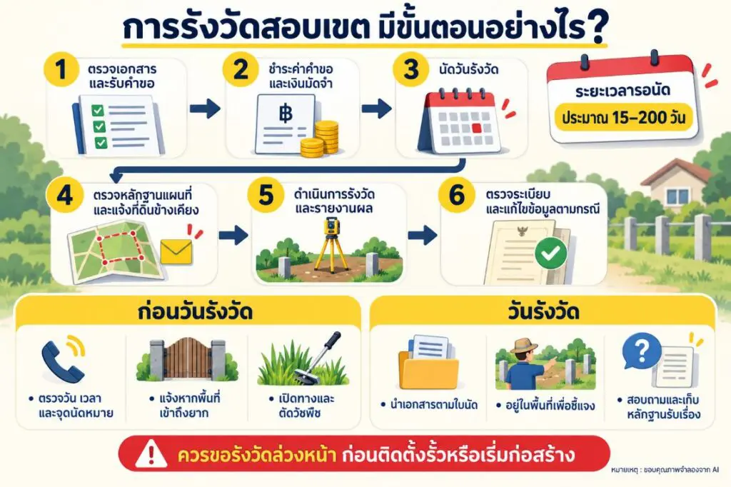 ขั้นตอนดำเนินการรังของรังวังสอบเขตในกรณีหมุดที่ดินหาย