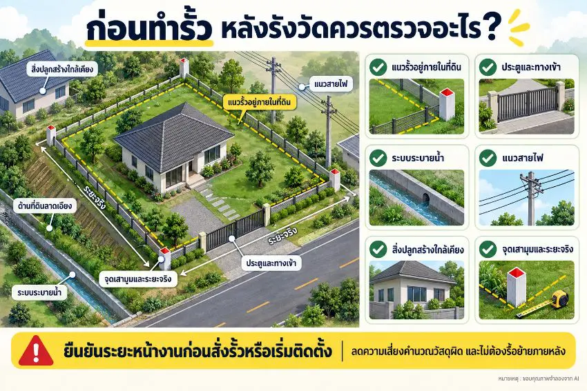 ก่อนทำรั้วหลังรังวัดควรตรวจอะไร