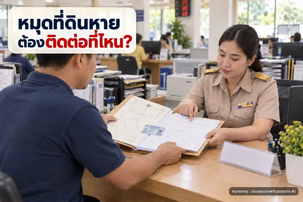 เจ้าของที่ดินยื่นเอกสารขอรังวัดสอบเขตต่อเจ้าหน้าที่สำนักงานที่ดิน