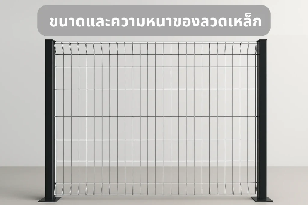 ขนาดและความหนาของลวดเหล็ก ของรั้ว Mesh fence