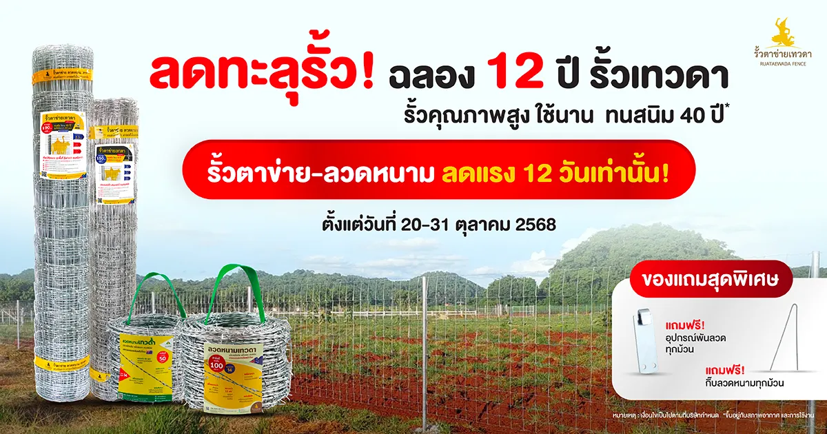 Read more about the article ลดทะลุรั้ว รั้วตาข่าย-ลวดหนาม ฉลอง 12 ปี 12 วันเท่านั้น!