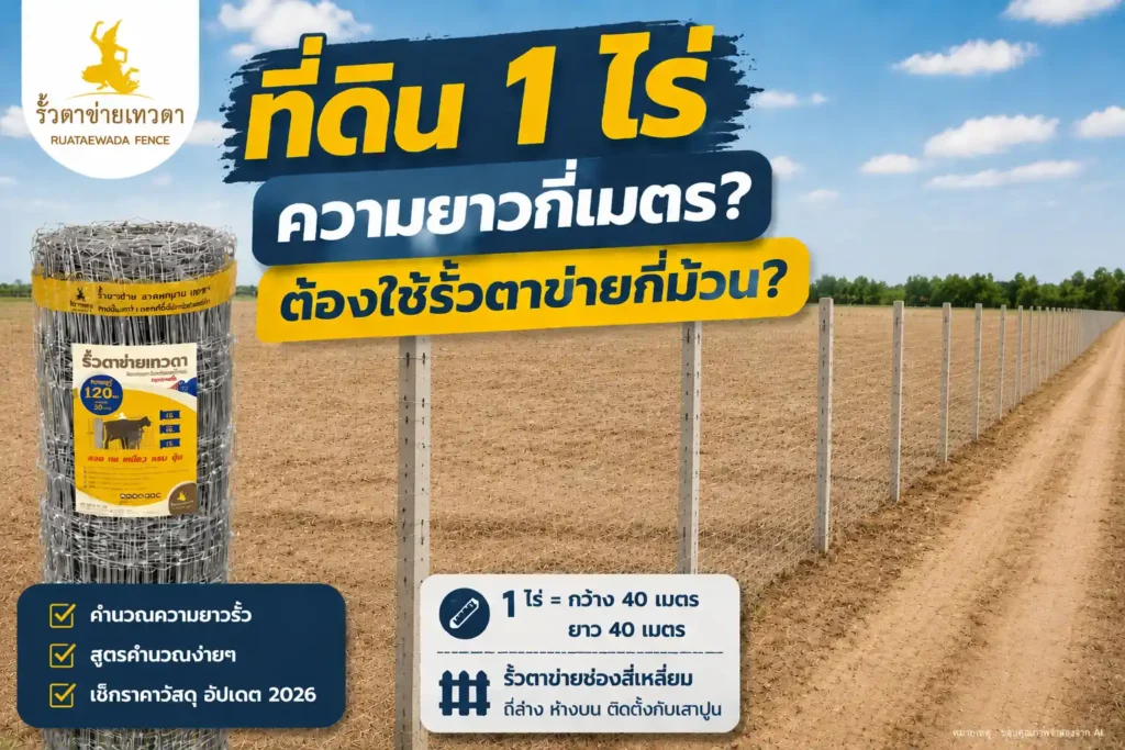 ที่ดิน 1 ไร่ มีความยาวรอบเส้นรอบวงกี่เมตร ต้องใช้รั้วตาข่ายกี่ม้วน