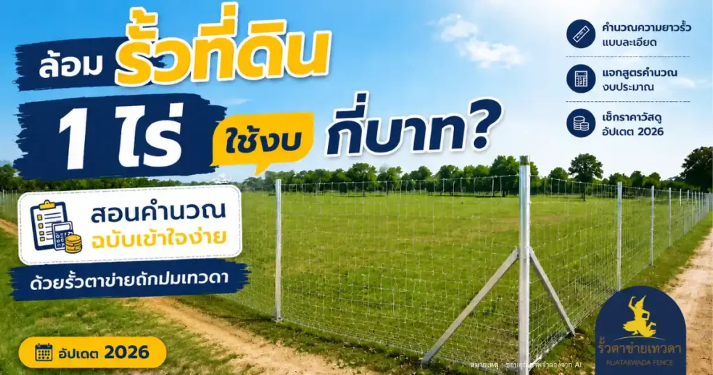 ล้อมรั้วที่ดิน 1 ไร่ ใช้งบกี่บาท สอนคำนวณฉบับเข้าใจง่าย ด้วยรั้วตาข่ายถักปม (อัปเดต 2026)